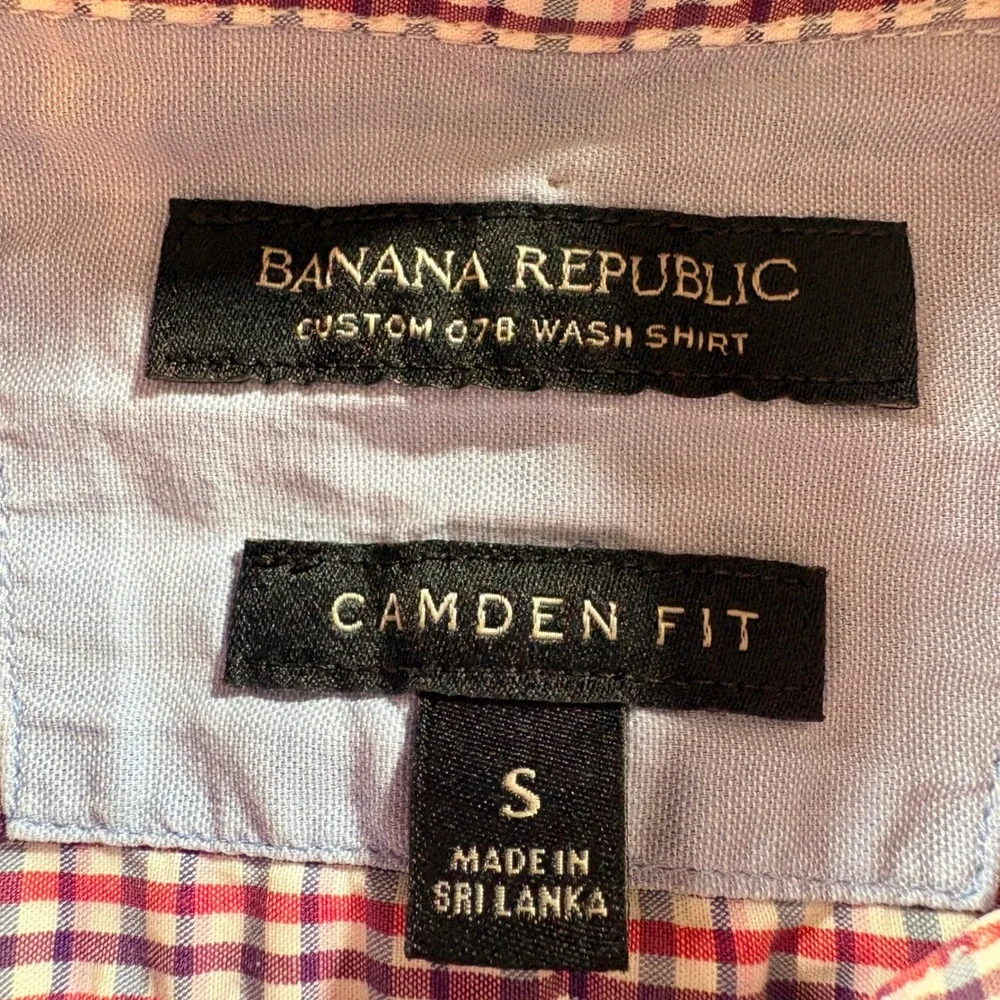Banana Republic Button Down Shirt Mens Small Camden Fit Red Gingham Cotton LS